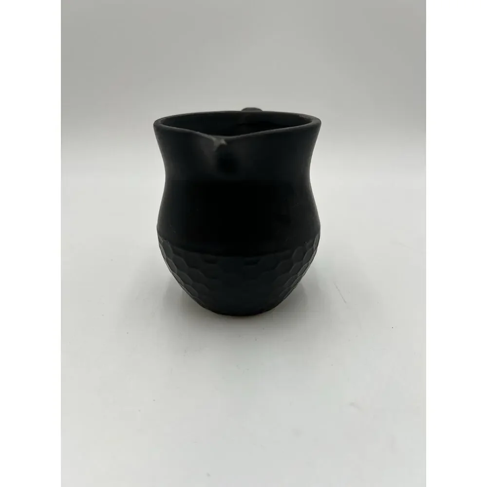 Heartland Hive Black Ceramic Creamer Pitcher Honeycomb Matte Farmhouse 4”